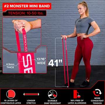SERIOUS STEEL FITNESS Assisted 41" Pull-Up Band, Resistance & Stretching, Powerlifting & Pull-ups (#2 Red - Single Band)
