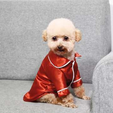 Dog Silk Pajamas for Small Medium Large Dogs Cats Soft Silk Lapel Pet Sleepwear Shirts Bulldog Chihu...