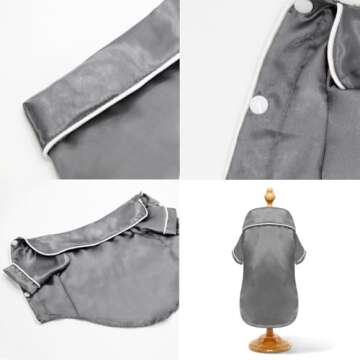 Dog Silk Pajamas for Small Medium Large Dogs Cats Soft Silk Lapel Pet Sleepwear Shirts Bulldog Chihuahua Yorkie Pjs Loungewear Clothes Dog Cat Comfortable Breathable Two-Legged Outfit