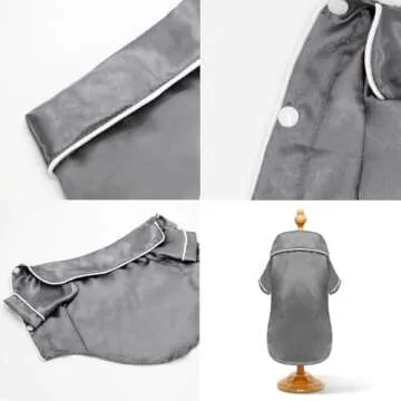 Dog Silk Pajamas for Small Medium Large Dogs Cats Soft Silk Lapel Pet Sleepwear Shirts Bulldog Chihuahua Yorkie Pjs Loungewear Clothes Dog Cat Comfortable Breathable Two-Legged Outfit