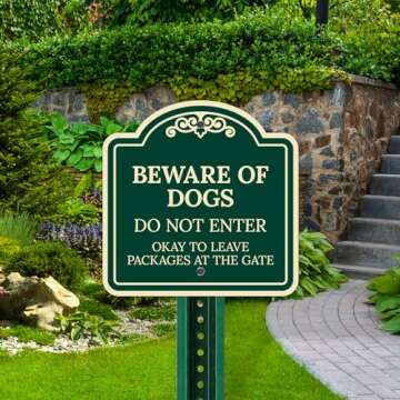 Beware of Dog Do Not Enter Okay to Leave Packages at The Gate Décor Sign, Green Dark, 12x12 Inches, ACM, Fade Resistant, Made in USA by Sigo Signs