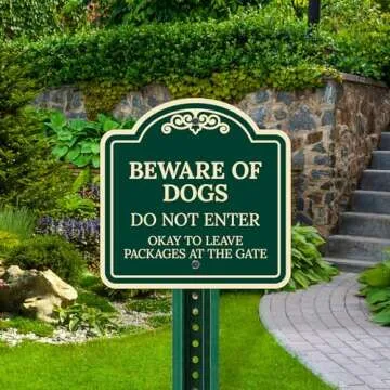 Beware of Dog Do Not Enter Okay to Leave Packages at The Gate Décor Sign, Green Dark, 12x12 Inches, ACM, Fade Resistant, Made in USA by Sigo Signs