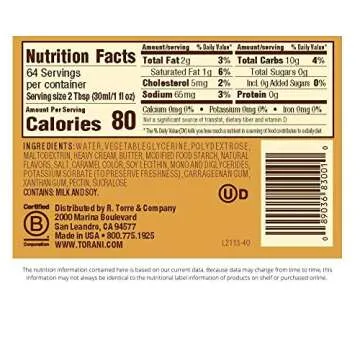 Torani Sugar Free Sauce, Caramel, 64 Ounces