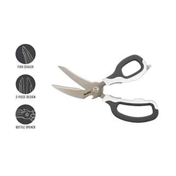 Smith’s 51247 Edge Sport Bait and Game Shears – 8-Inch - White – Fish Scaler – Stainless Steel – Bone Notch + Fin Clipper – Bottle Opener – Dishwasher Safe – Multi-Purpose Scissors