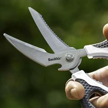 Smith’s 51247 Edge Sport Bait and Game Shears – 8-Inch - White – Fish Scaler – Stainless Steel – Bone Notch + Fin Clipper – Bottle Opener – Dishwasher Safe – Multi-Purpose Scissors