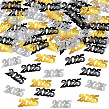 KatchOn, Silver, Black and Gold 2025 Confetti - Pack of 500 | Graduation Confetti 2025, Graduation T...