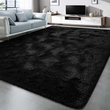 Lascpt Super Soft Shag Area Rug for Living Room, 4x5.9 ft Black Rug for Girls Bedroom, Modern Plush ...