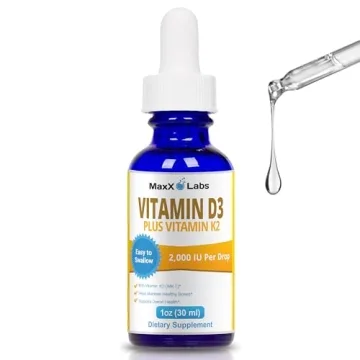 Vitamin D3 K2 Liquid Drops - 2000 IU Vitamin D3 with MK7 K2 for Healthy Bones, Heart & Immune Health...