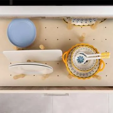 Mezurun Pegboard Drawer Organizer（30×21in） Peg Board for Drawers,Peg Board Drawer Organizer Kitchen Pegboard Adjustable Pegboard Drawer Divider Organizer Adjustable Trimmable，Wood Pegboard Wooden Peg