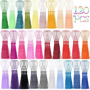 Cridoz 120Pcs Silky Bookmark Tassels in 30 Colors