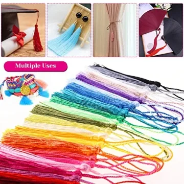 Cridoz 120Pcs Silky Bookmark Tassels in 30 Colors