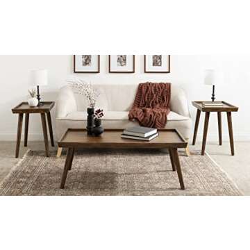Kate and Laurel Eastmont Rectangle Wood Coffee Table, 46 x 22 x 17, Walnut Brown, Large Mid-Century Wooden Living Room Table with Stylish Tapered Legs and Adjustable Feet