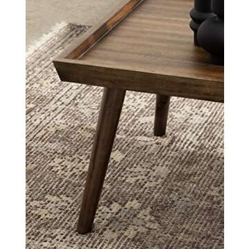 Kate and Laurel Eastmont Rectangle Wood Coffee Table, 46 x 22 x 17, Walnut Brown, Large Mid-Century Wooden Living Room Table with Stylish Tapered Legs and Adjustable Feet