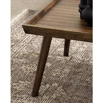Kate and Laurel Eastmont Rectangle Wood Coffee Table, 46 x 22 x 17, Walnut Brown, Large Mid-Century Wooden Living Room Table with Stylish Tapered Legs and Adjustable Feet