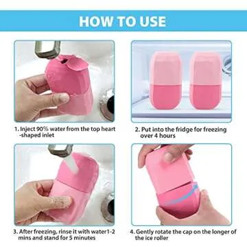 Ice Roller for Face and Eye, Ice Face Roller, Face Ice Roller, Gua Sha Face Massage, Face Ice Holder, Reusable Silicone Ice Mold for Face Beauty (Ice Facial Roller Pink)