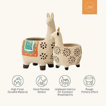 Ceramic Animal Succulent Planters - Cute Alpaca & Goat Design