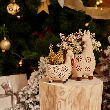 Ceramic Animal Succulent Planters - Cute Alpaca & Goat Design