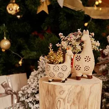 Ceramic Animal Succulent Planters - Cute Alpaca & Goat Design