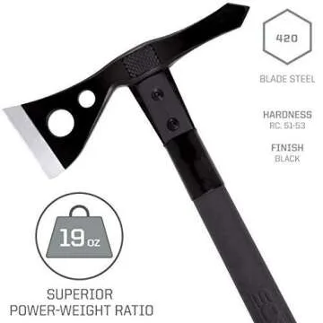 SOG Tactical Tomahawk- Throwing Hatchet, Versatile Survival Tactical Axe and Emergency Breaching Tool with Sheath (F01TN-CP)