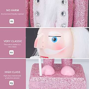 Christmas Nutcracker Ornaments 12" Wooden Nutcracker Soldier Figure Decor Christmas Decorations Doll Ornament for Festival Party Outdoor Xmas (Pink)