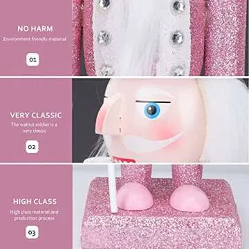 Christmas Nutcracker Ornaments 12" Wooden Nutcracker Soldier Figure Decor Christmas Decorations Doll Ornament for Festival Party Outdoor Xmas (Pink)