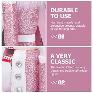 Christmas Nutcracker Ornaments 12" Wooden Nutcracker Soldier Figure Decor Christmas Decorations Doll Ornament for Festival Party Outdoor Xmas (Pink)