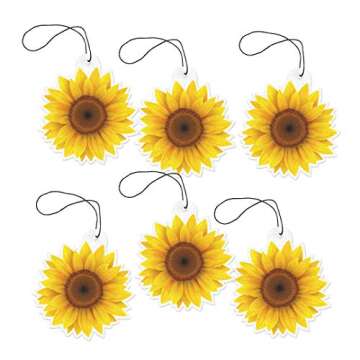Sunflower Car Air Freshener Peach Scent (6 Pack) Fun Flower Automotive Air Freshener