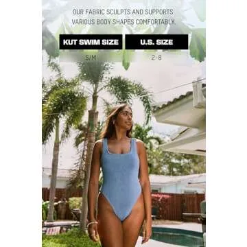 KUT & SO Womens Ribbed One Piece Swimsuit – Tummy Control Swimsuits for Women – Summer 2024 Crinkle Bathing Suits Green