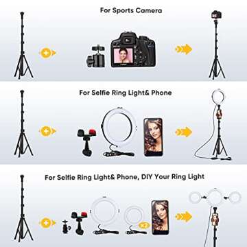 8"Selfie Ring Light with Tripod Stand & Cell Phone Holder for Live Stream/Makeup/YouTube Video, Dimmable Beauty Makeup Ringlight LED Camera Light, Compatible for iPhone Android Phone, Remote(Upgraded)