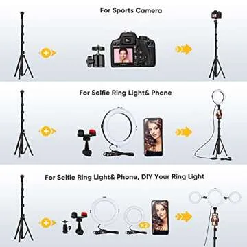 8"Selfie Ring Light with Tripod Stand & Cell Phone Holder for Live Stream/Makeup/YouTube Video, Dimmable Beauty Makeup Ringlight LED Camera Light, Compatible for iPhone Android Phone, Remote(Upgraded)