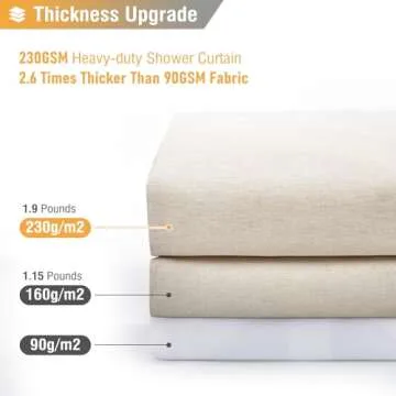 BTTN Extra Long Fabric Shower Curtain, 84 Inch Linen Textured Heavy Duty Cloth Shower Curtain Set with 12 Plastic Hooks, Large Hotel Luxury Polyester Shower Curtains for Bathroom(72"x84", Beige/Cream)