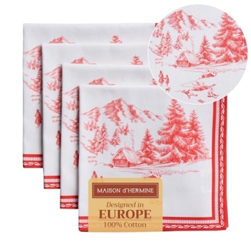 Maison d'Hermine Napkin Set - 100% Cotton, 20 Inch x 20 Inch, Set of 4 for Dining, Events & Gifts