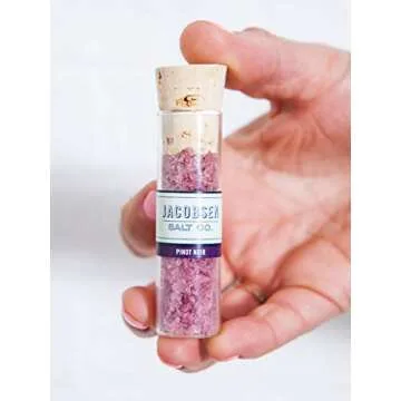 Jacobsen Salt Co. 6 Vial Infused Salt Set with branded wooden stand