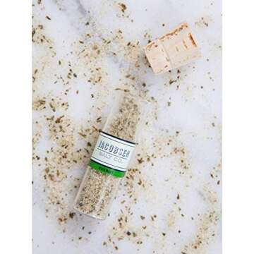 Jacobsen Salt Co. 6 Vial Infused Salt Set with branded wooden stand