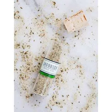 Jacobsen Salt Co. 6 Vial Infused Salt Set with branded wooden stand