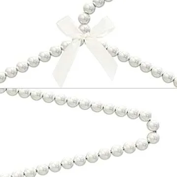 Linkidea 5 Pack Faux Pearl Beaded Clothes Hangers, Plastic Elegant Clothes Dress Pants Hanger, Closet Coat Storage Organizer Standard Hangers (White)