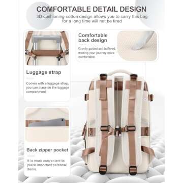 coowoz Travel Backpack Carry On for Women Man Gym Backpack with Laptop Compartment Mochila de Viaje Teacher Personal Item Backpack Airplane Accessories Must Haves Beige Brown Small