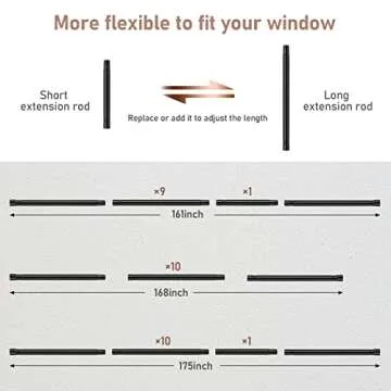 Extra Long Blackout Curtain Rods 120-inch to 175-inch - 1"Heavy Duty Adjustable Outdoor Curtain Rods for Windows,Patio Rustproof (10-14.5ft) - Black