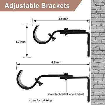 Extra Long Blackout Curtain Rods 120-inch to 175-inch - 1"Heavy Duty Adjustable Outdoor Curtain Rods for Windows,Patio Rustproof (10-14.5ft) - Black