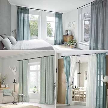 Extra Long Blackout Curtain Rods 120-inch to 175-inch - 1"Heavy Duty Adjustable Outdoor Curtain Rods for Windows,Patio Rustproof (10-14.5ft) - Black