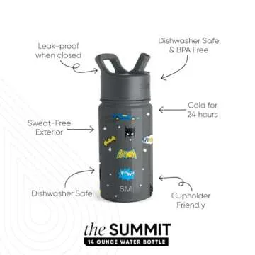 Stylish Batman Kids Water Bottle - Insulated & Leakproof