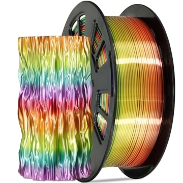 DO3D Silk Multicolored Rainbow PLA 3D Printer Filament, 1.75mm PLA Fast Color Change 3D Printing Mat...