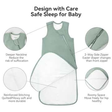 Rayon Made from Bamboo Sleep Sack 0-6 Months 1.0 Tog Ultra Soft Baby Wearable Blanket 0-3 Months Sleeping Sack 3-6 Months for Infant Newborn Babies Unisex Girl Boy 2-Way Zipper Breathable Lightweight