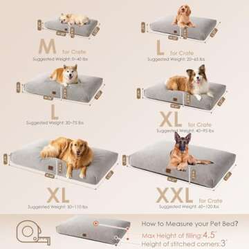 EHEYCIGA Shredded Memory Foam Dog Beds for Jumbo Dogs, Orthopedic XXL Dog Bed for Crate with Washable Removable Cover, Giant Pet Bed Dog Mattress Dog Pillow