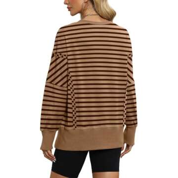 XIEERDUO Women Sweatshirt Sweaters for Women Trendy Oversized Tops Striped Sweater L