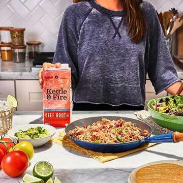 Low Sodium Beef Broth - Pack of 4 - Organic Cooking Stock, Real Bones Not Powder,Grass Fed, Protein, Keto, Paleo, GF, Whole 30 Diet Friendly, Natural Soup Base, 32 oz Liquid Cases