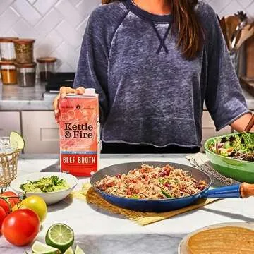 Low Sodium Beef Broth - Pack of 4 - Organic Cooking Stock, Real Bones Not Powder,Grass Fed, Protein, Keto, Paleo, GF, Whole 30 Diet Friendly, Natural Soup Base, 32 oz Liquid Cases