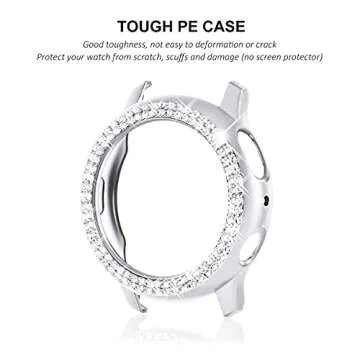 Surace Galaxy Watch Active 2 Case 40mm, Bling Frame Protective Case Compatible for Samsung Galaxy Watch Active 2 (3 Packs, Black/Silver/Clear)-40mm