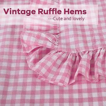 K MASANIJI 2 Pack Pink Plaid Ruffle Euro Pillow Shams 26x26 inches, Washed Cotton Pink and White Checkered Farmhouse Shabby and Chic Pillow Covers for Bed/Sofa (26x26 inches, Pink/White Plaid)