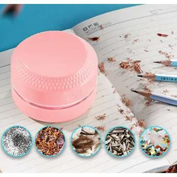 Cordillum Battery Operated Desktop Vacuum Cleaner, Mini Table dust Sweeper Energy Saving, Cleaning Hairs, Crumbs, Computer Keyboard of Gifts for Kids，Including Brushe and Nozzle